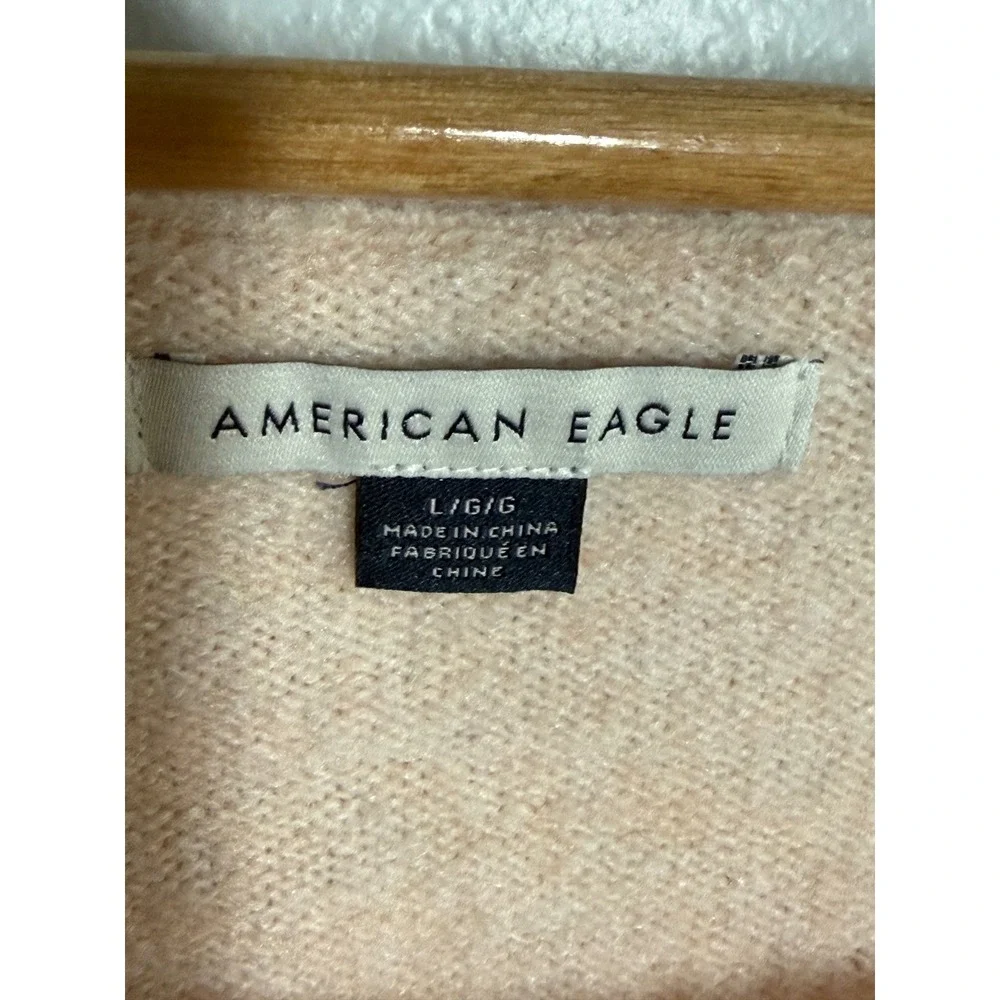 American Eagle Women Peach Pink Oversized Boat Neck Knit Sweater Large L